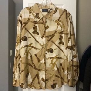 Vintage horse riding print blouse